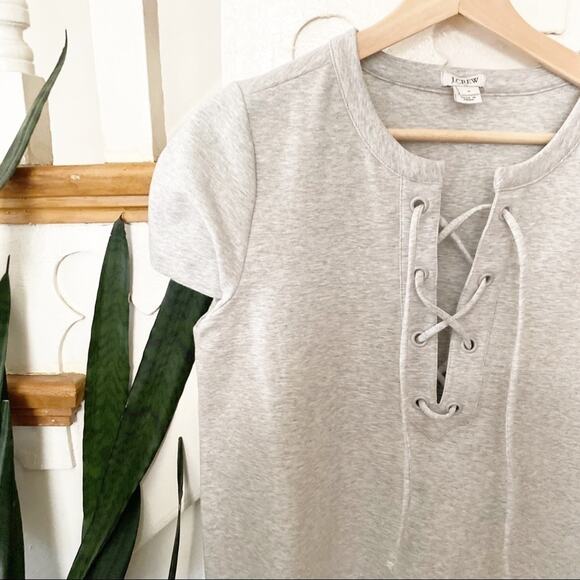J.crew Lace Up front Knit  Mini Dress Gray sz S - Picture 2 of 5